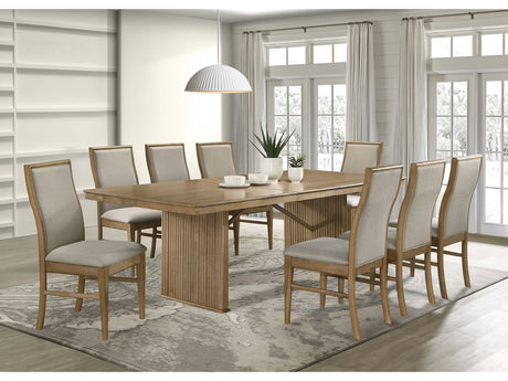 Adina Distressed Light Brown 9-piece Extension Dining Set - Ornate Home