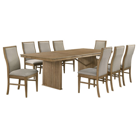 Adina Distressed Light Brown 9-piece Extension Dining Set - Ornate Home