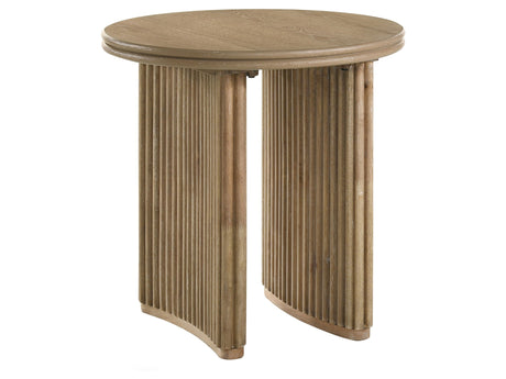 Adina Distressed Light Brown Round Wood Side End Table - Ornate Home