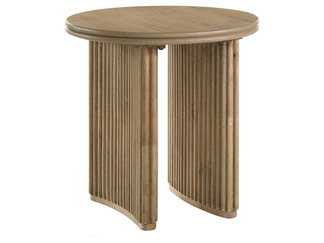 Adina Distressed Light Brown Round Wood Side End Table - Ornate Home