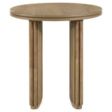Adina Distressed Light Brown Round Wood Side End Table - Ornate Home