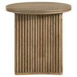 Adina Distressed Light Brown Round Wood Side End Table - Ornate Home
