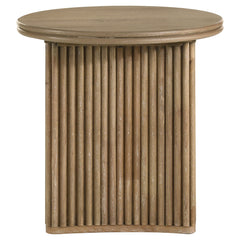 Adina Distressed Light Brown Round Wood Side End Table - Ornate Home