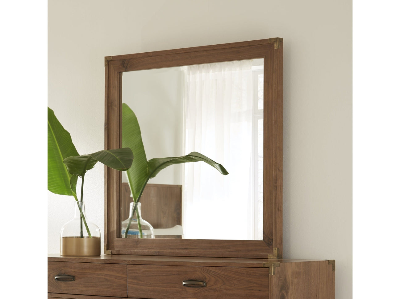 Adler Beveled Glass Mirror in Natural Walnut - Ornate Home