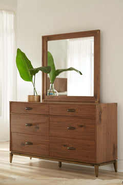 Adler Beveled Glass Mirror in Natural Walnut - Ornate Home
