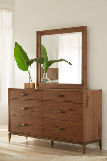 Adler Beveled Glass Mirror in Natural Walnut - Ornate Home