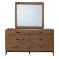 Adler Beveled Glass Mirror in Natural Walnut - Ornate Home