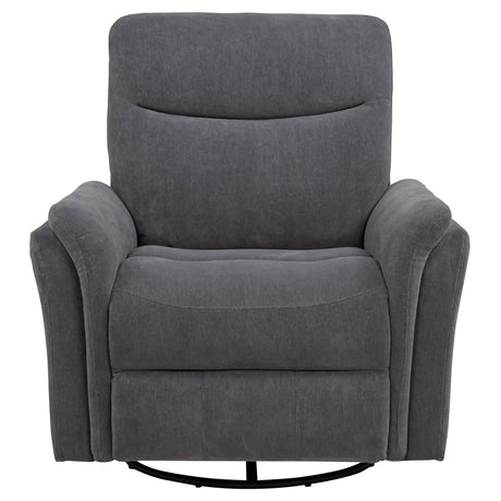 Adler Charcoal Grey Upholstered Power Swivel Glider Recliner - Ornate Home