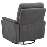Adler Charcoal Grey Upholstered Power Swivel Glider Recliner - Ornate Home