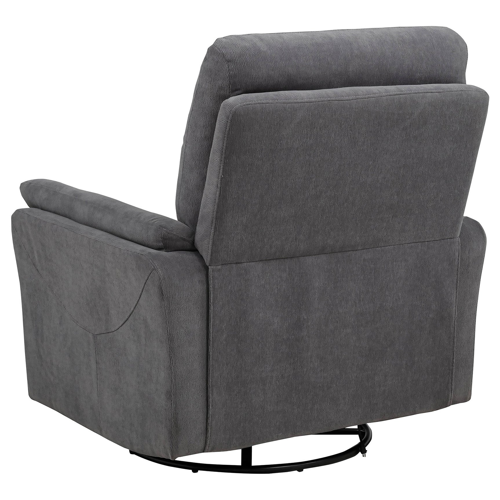 Adler Charcoal Grey Upholstered Power Swivel Glider Recliner - Ornate Home