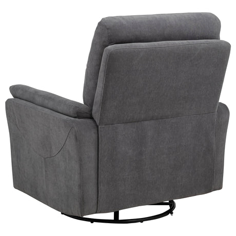 Adler Charcoal Grey Upholstered Power Swivel Glider Recliner - Ornate Home