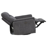 Adler Charcoal Grey Upholstered Power Swivel Glider Recliner - Ornate Home