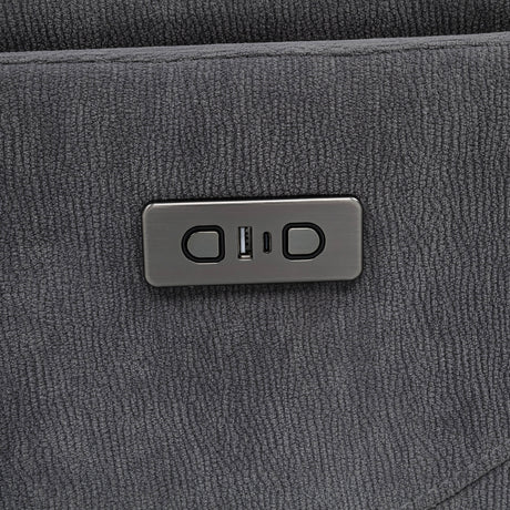 Adler Charcoal Grey Upholstered Power Swivel Glider Recliner - Ornate Home