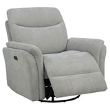Adler Ivory Upholstered Power Swivel Glider Recliner - Ornate Home