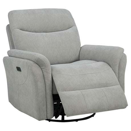 Adler Ivory Upholstered Power Swivel Glider Recliner - Ornate Home