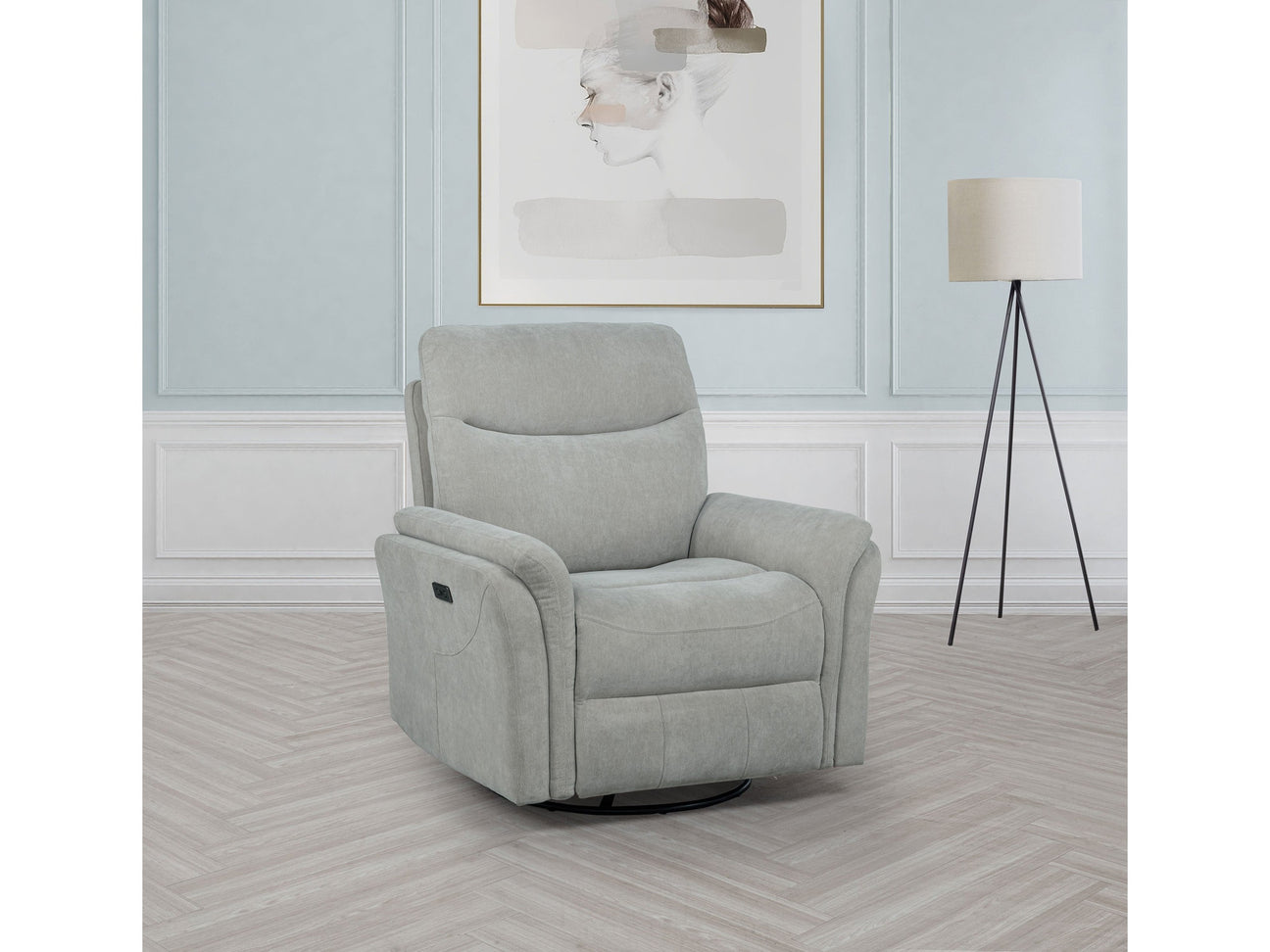 Adler Ivory Upholstered Power Swivel Glider Recliner - Ornate Home