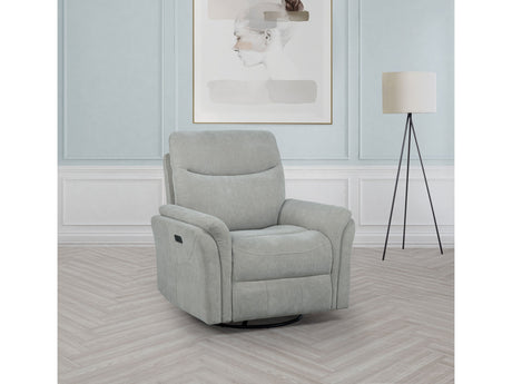 Adler Ivory Upholstered Power Swivel Glider Recliner - Ornate Home