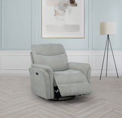 Adler Ivory Upholstered Power Swivel Glider Recliner - Ornate Home