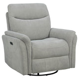 Adler Ivory Upholstered Power Swivel Glider Recliner - Ornate Home