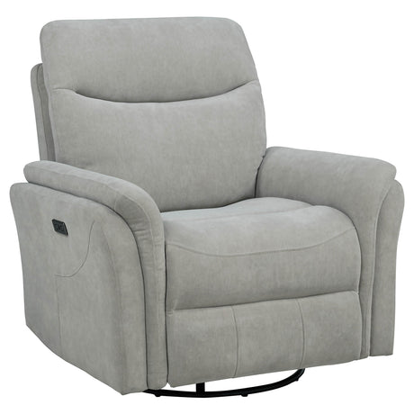 Adler Ivory Upholstered Power Swivel Glider Recliner - Ornate Home