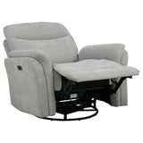 Adler Ivory Upholstered Power Swivel Glider Recliner - Ornate Home