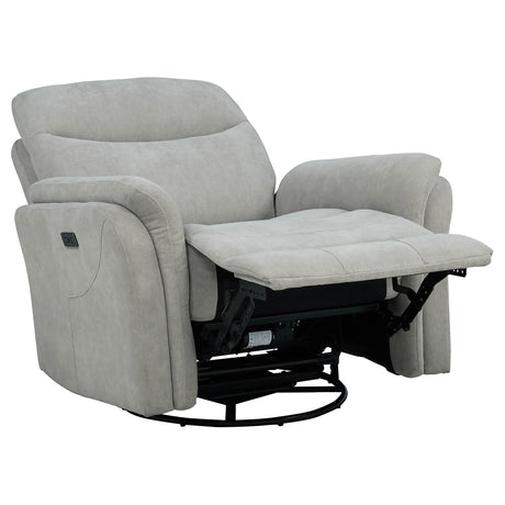 Adler Ivory Upholstered Power Swivel Glider Recliner - Ornate Home