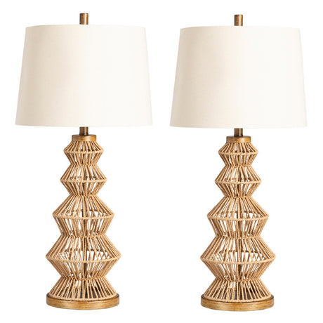 Adler Natural Adler Turreted Woven Table Lamp - Ornate Home