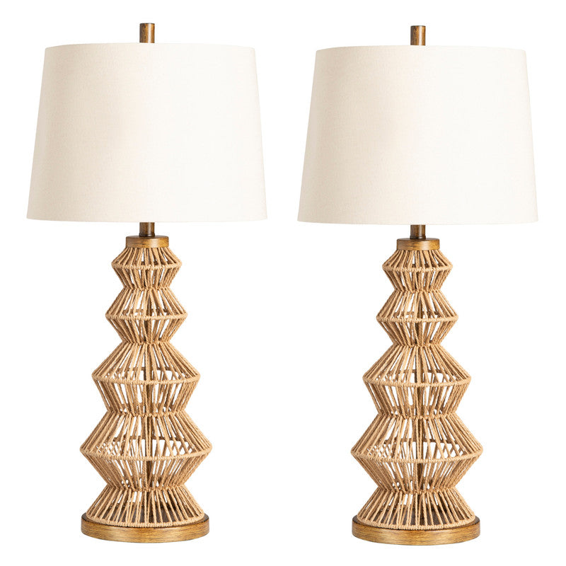 Adler Natural Adler Turreted Woven Table Lamp (Set of 2) - Ornate Home
