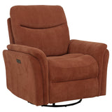 Adler Rust Upholstered Power Swivel Glider Recliner - Ornate Home