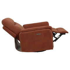 Adler Rust Upholstered Power Swivel Glider Recliner - Ornate Home