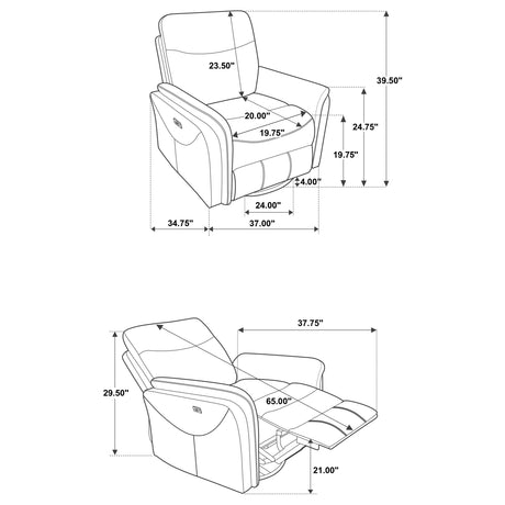 Adler Rust Upholstered Power Swivel Glider Recliner - Ornate Home