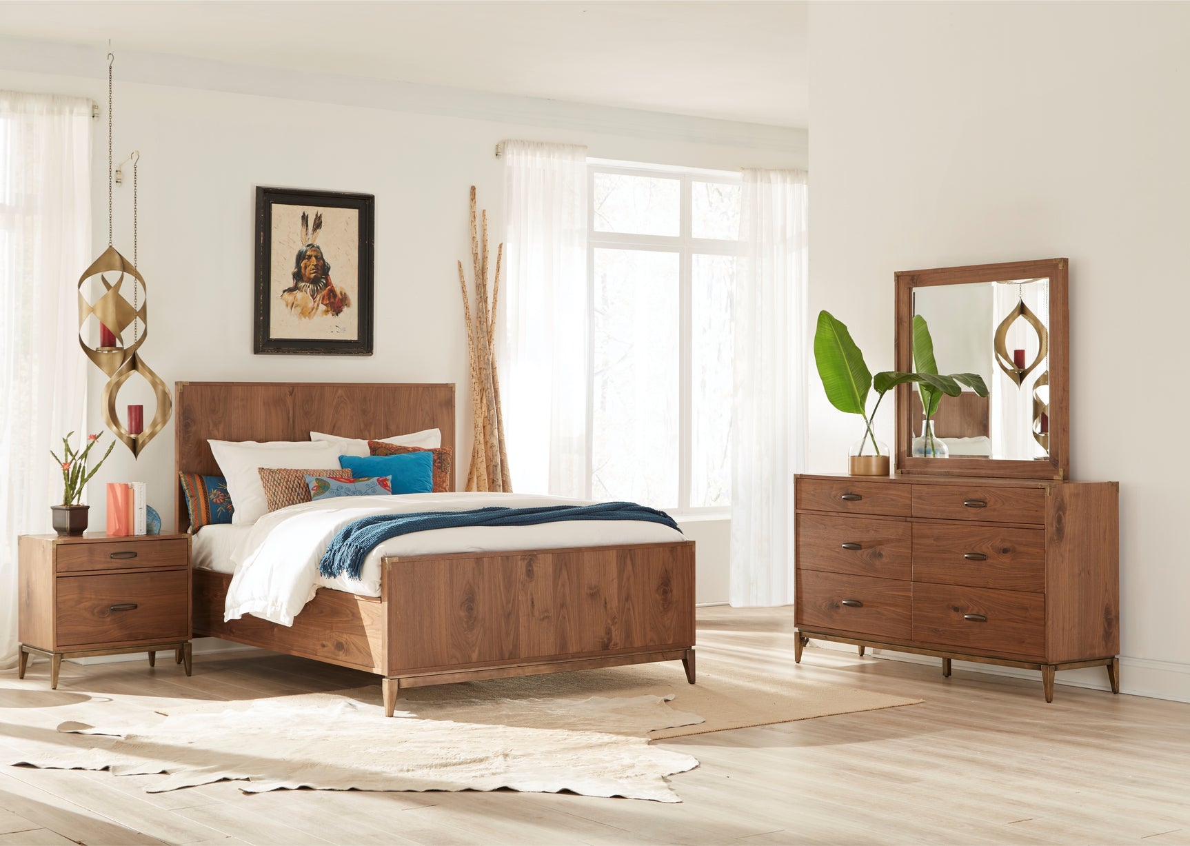 Adler Wood California King Panel Bed in Natural Walnut - Ornate Home