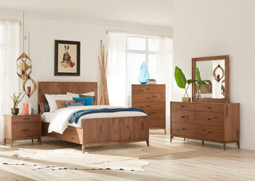 Adler Wood Eastern King Panel Bed in Natural Walnut - Ornate Home