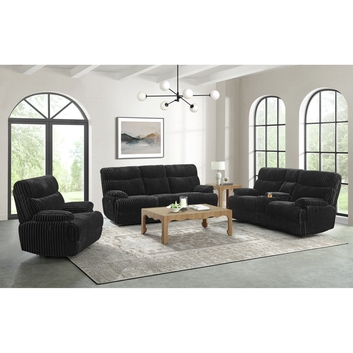 Admiral Masis Black 3-Piece Living Room Set - Ornate Home