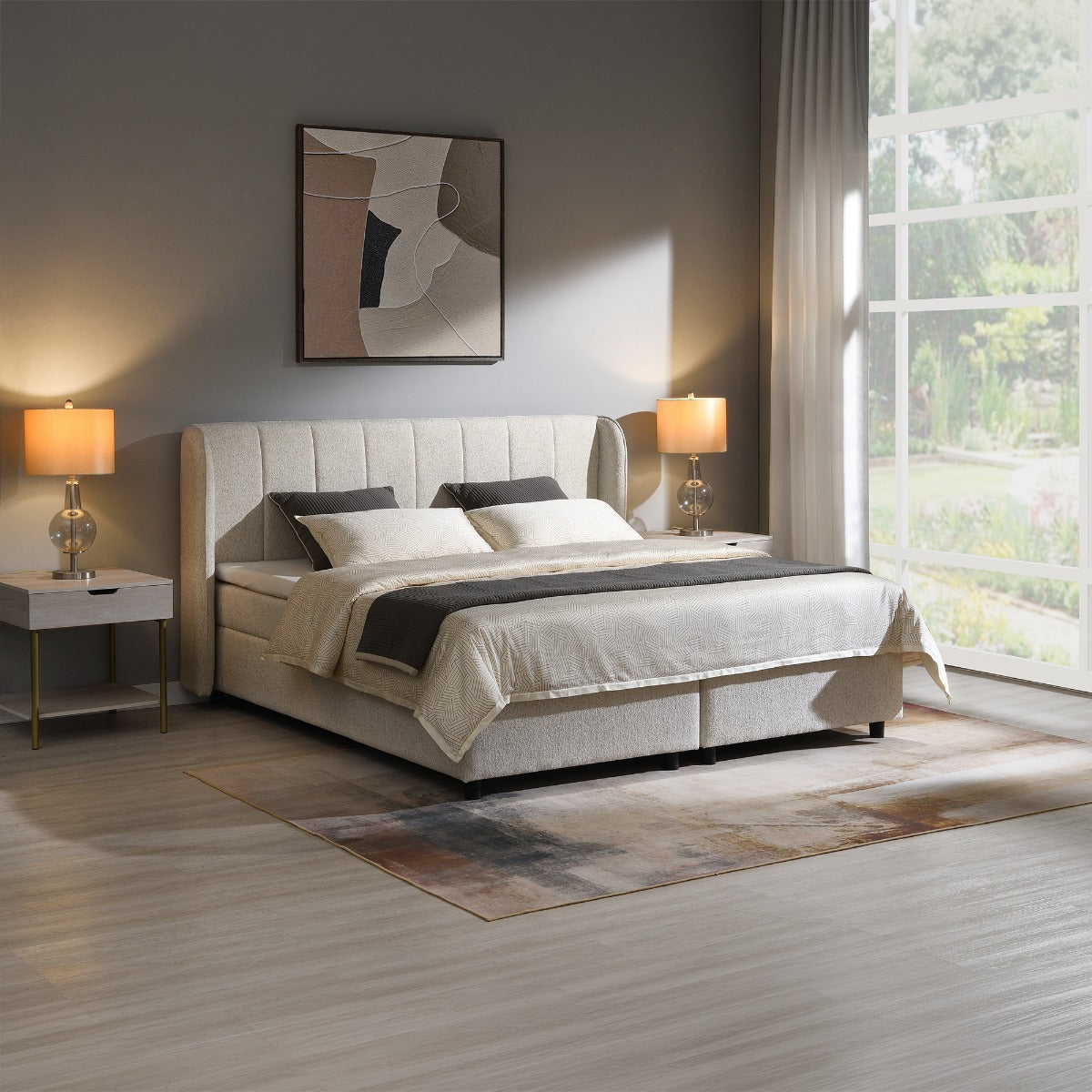 Adonia Beige Eastern King Bed W/Storage - Ornate Home