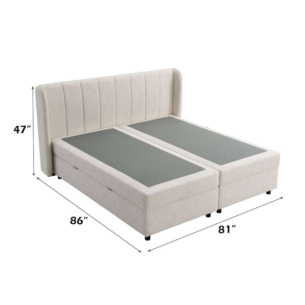Adonia Beige Eastern King Bed W/Storage - Ornate Home
