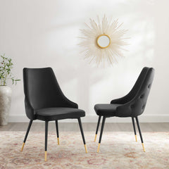 Adorn Black Performance Velvet Dining Side Chair (Set of 2) - Ornate Home