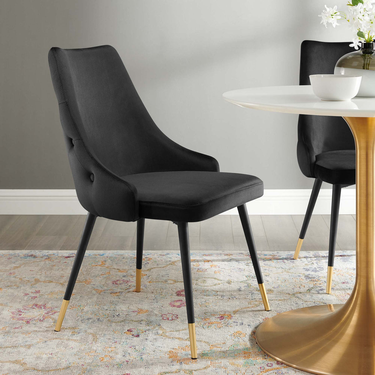 Adorn Black Tufted Performance Velvet Dining Side Chair - Ornate Home