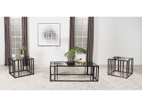 Adri Black Nickel 3-piece Coffee and End Table Set - Ornate Home