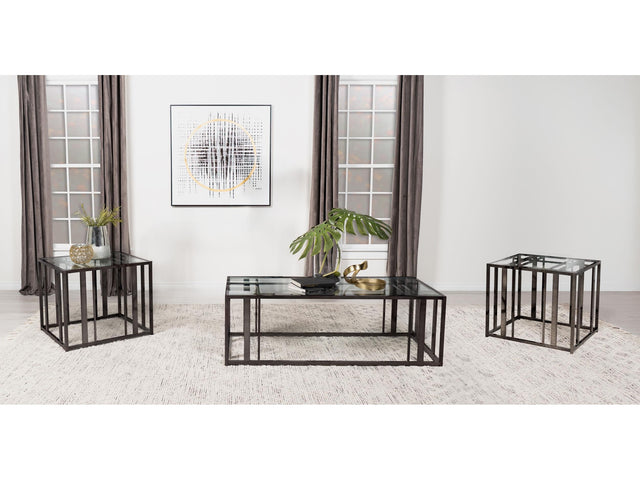 Adri Black Nickel 3-piece Coffee and End Table Set - Ornate Home