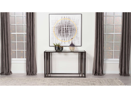 Adri Black Nickel Glass Top Entryway Console Table - Ornate Home