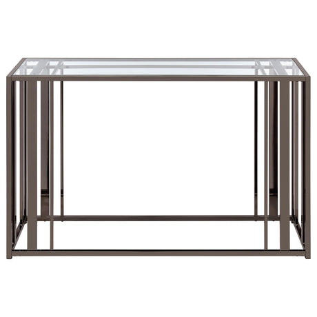 Adri Black Nickel Glass Top Entryway Console Table - Ornate Home