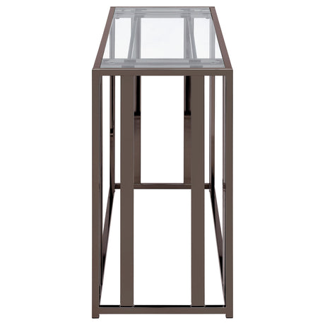 Adri Black Nickel Glass Top Entryway Console Table - Ornate Home