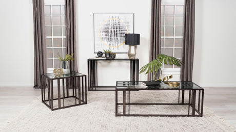 Adri Black Nickel Glass Top Entryway Console Table - Ornate Home