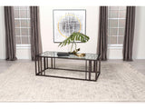 Adri Black Nickel Rectangular Glass Top Coffee Table - Ornate Home