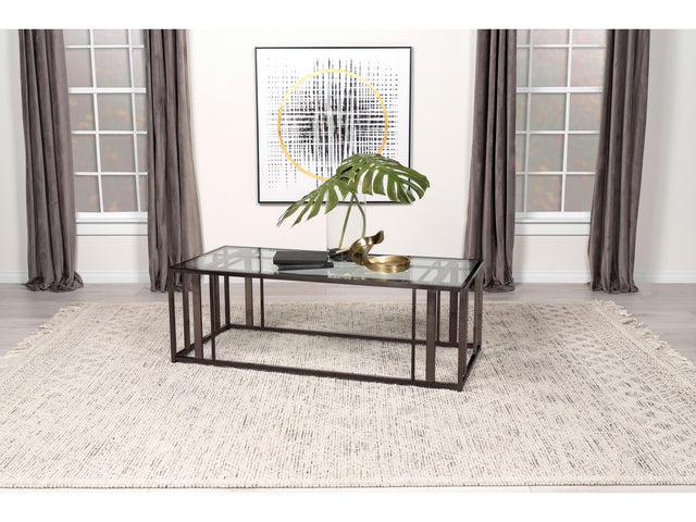 Adri Black Nickel Rectangular Glass Top Coffee Table - Ornate Home