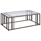 Adri Black Nickel Rectangular Glass Top Coffee Table - Ornate Home