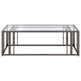 Adri Black Nickel Rectangular Glass Top Coffee Table - Ornate Home