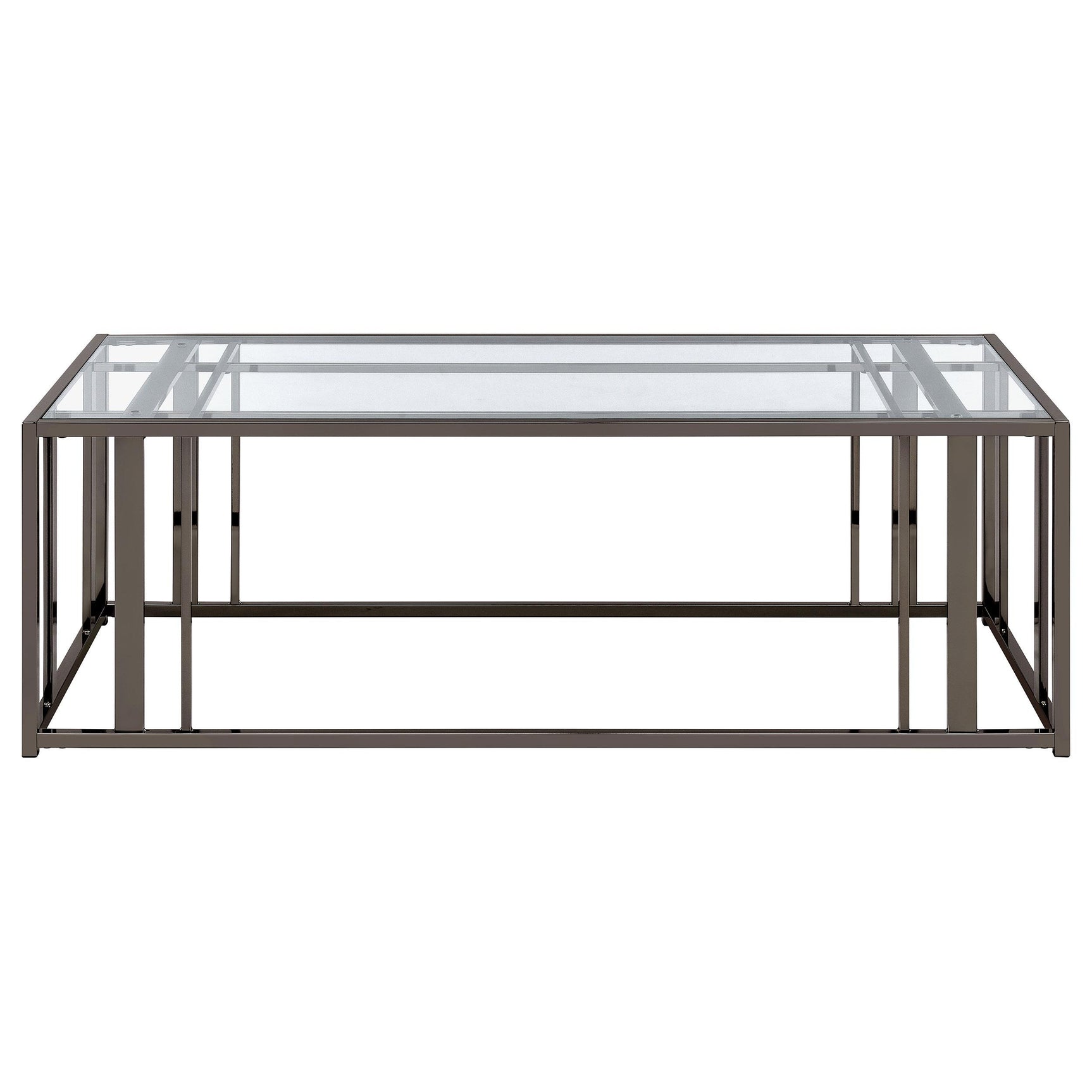Adri Black Nickel Rectangular Glass Top Coffee Table - Ornate Home