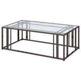 Adri Black Nickel Rectangular Glass Top Coffee Table - Ornate Home